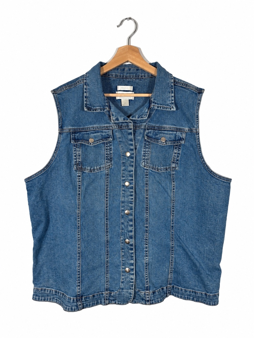CJ Banks Women's Denim Vest Stretch Plus Size 3X Blue Casual Classic Layering